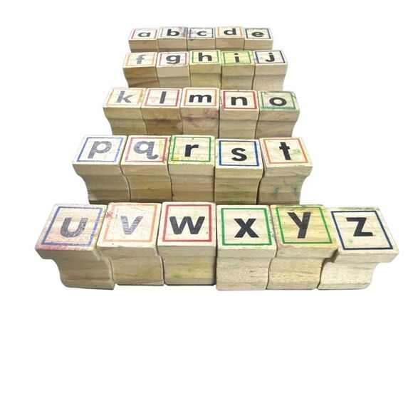 Alphabet Letters Lower Case Wood Rubber Stamp Set - Picture 6 of 7